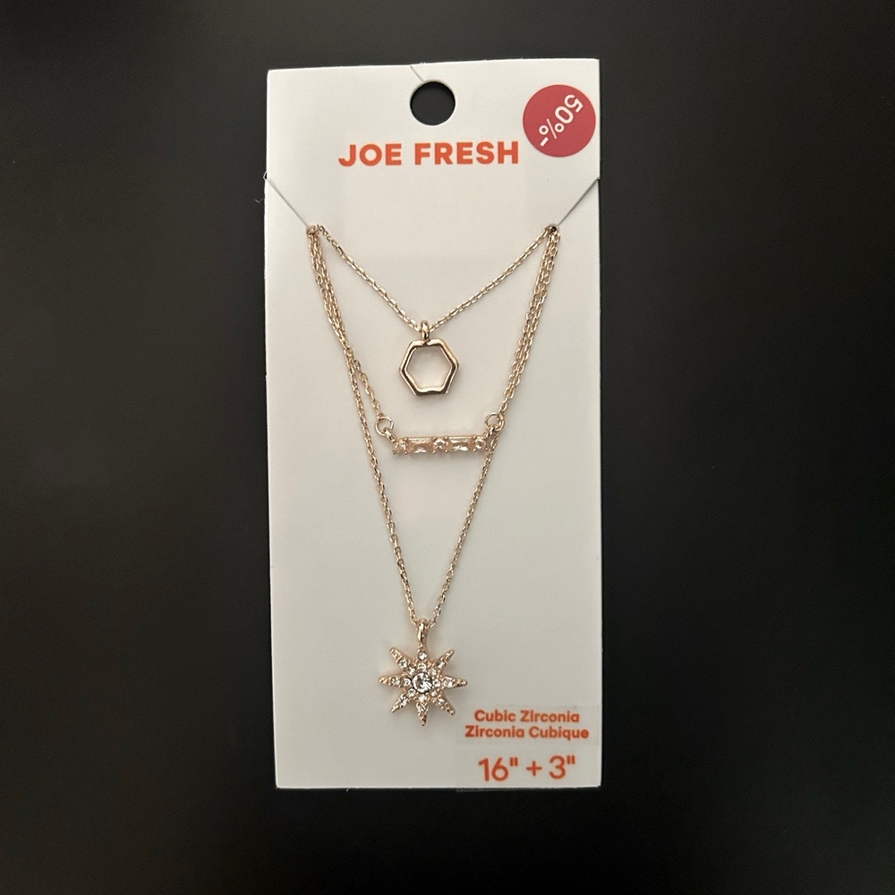 Joe Fresh Gold Necklace Set with Cubic Zirconia